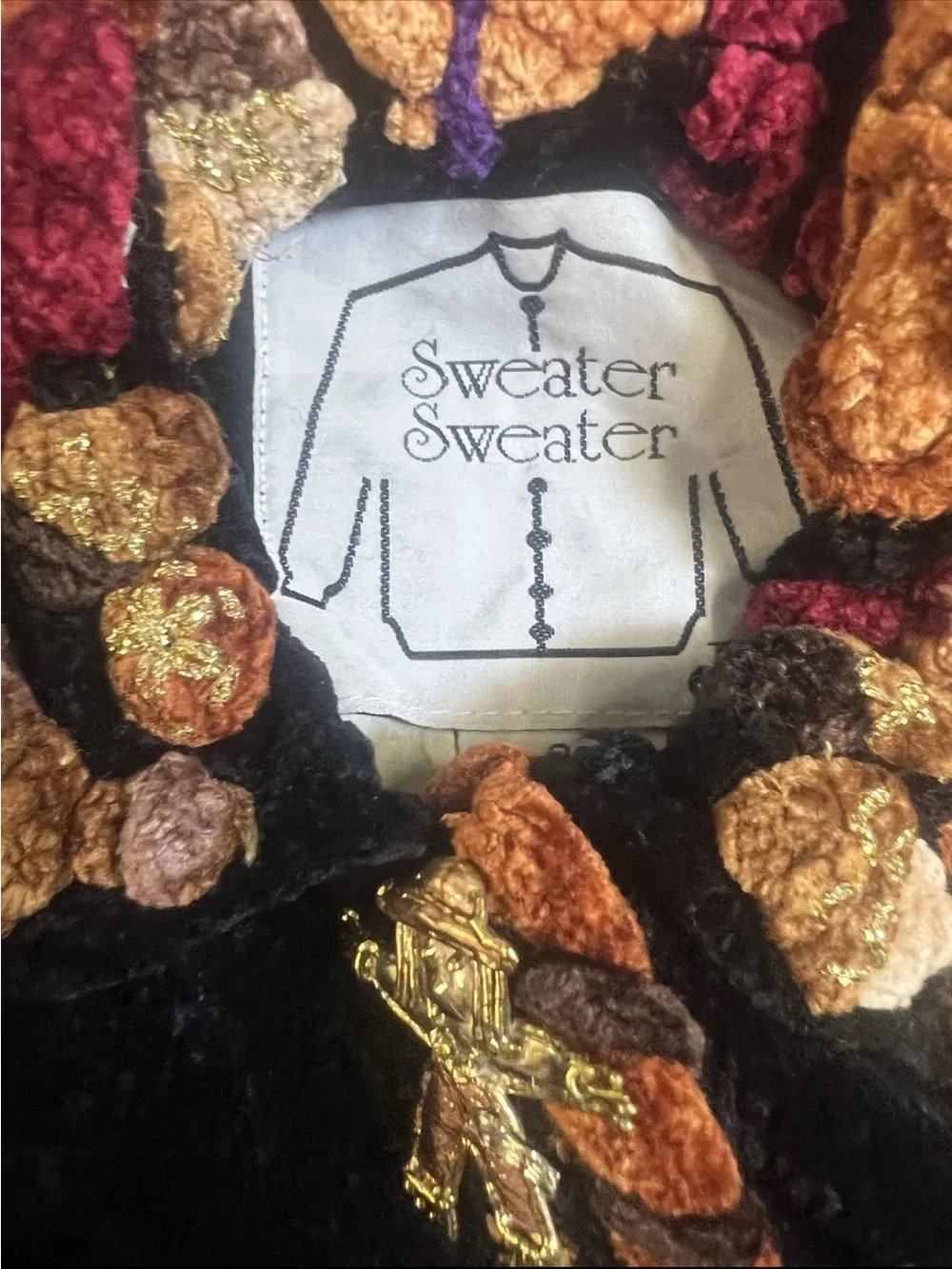 Vintage Sweater, Sweater Children’s Size 2 Fall Scarecrow Chenille 3D Cardigan